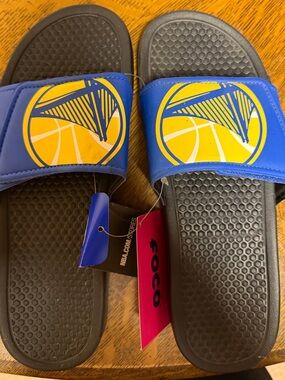 NBA Blue and Yellow Kids Slide Sandals with Team Logo